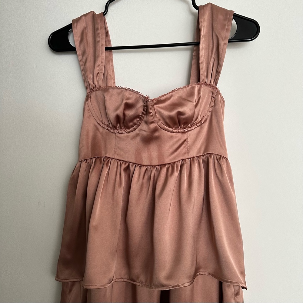 WeWoreWhat Satin Corset High Low Dress